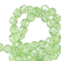 Top Facet kralen 4mm rond Citrus green-pearl shine coating